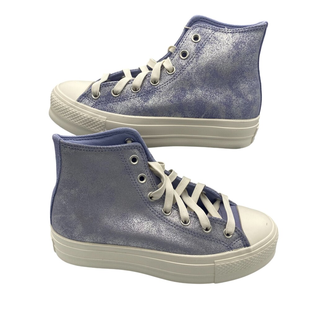 Converse Chuck Taylor All Star Lift Platform Suede Shimmer Shoes Women 8 Lilac